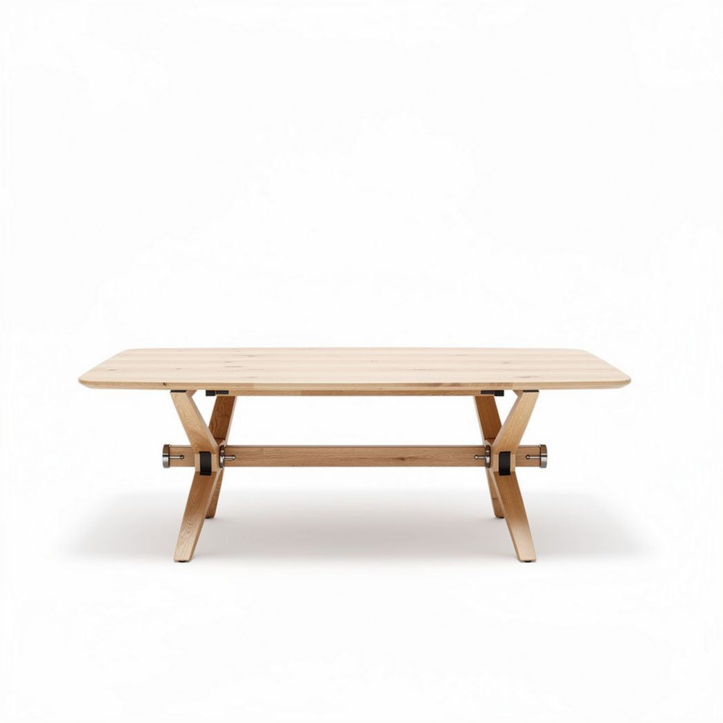 Table basse en chêne naturel dimensions 150 x 75 x 75cm pour salon