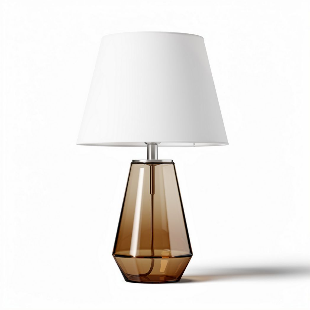 Lampe de table en verre brun avec abat-jour en tissu blanc 30 x 30 x 50cm
