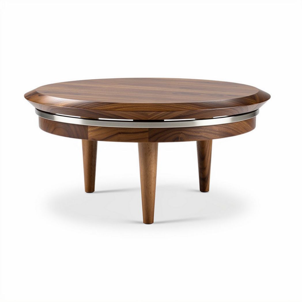 Table basse ronde en bois noir 50 x 50 x 30 cm pour salon contemporain