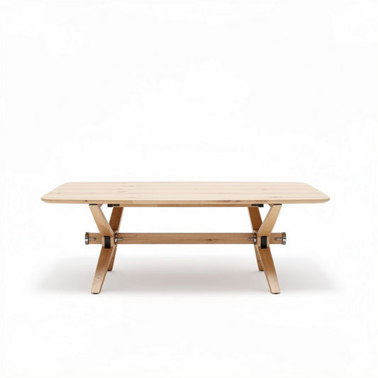 Table basse en chêne naturel dimensions 150 x 75 x 75cm pour salon
