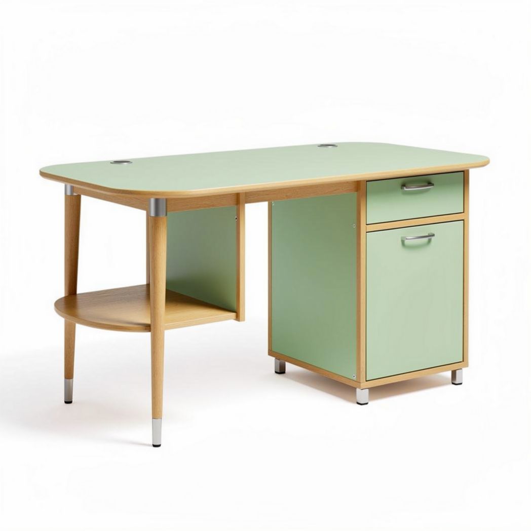 Bureau moderne en bois avec tiroir et étagère couleur verte 120 x 60 x 75cm