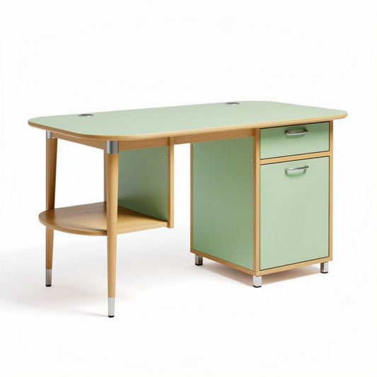 Bureau moderne en bois avec tiroir et étagère couleur verte 120 x 60 x 75cm