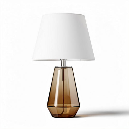 Lampe de table en verre brun avec abat-jour en tissu blanc 30 x 30 x 50cm