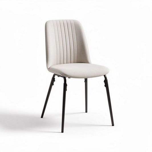 Chaise en tissu beige avec structure en métal noir 45 x 50 x 90cm