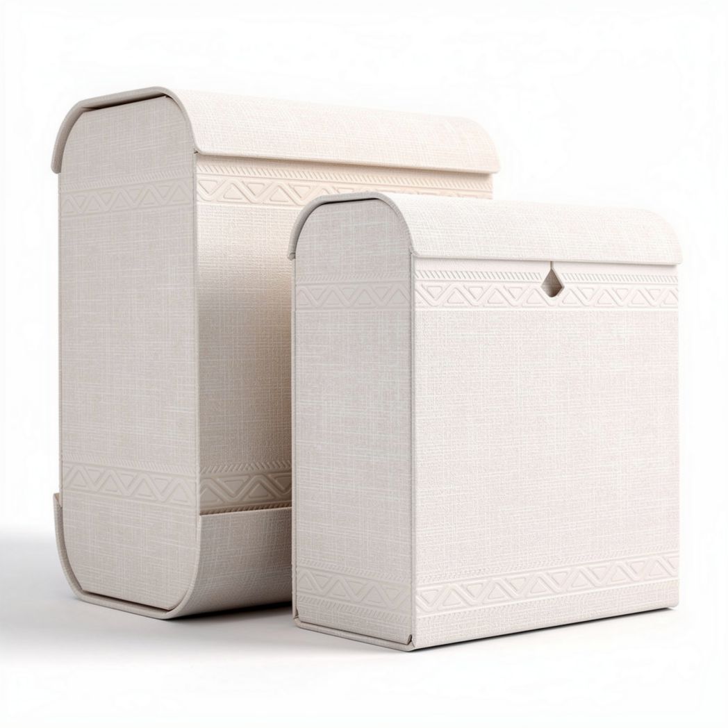 Boîte de rangement en tissu beige dimensions 30 x 25 x 40cm design moderne