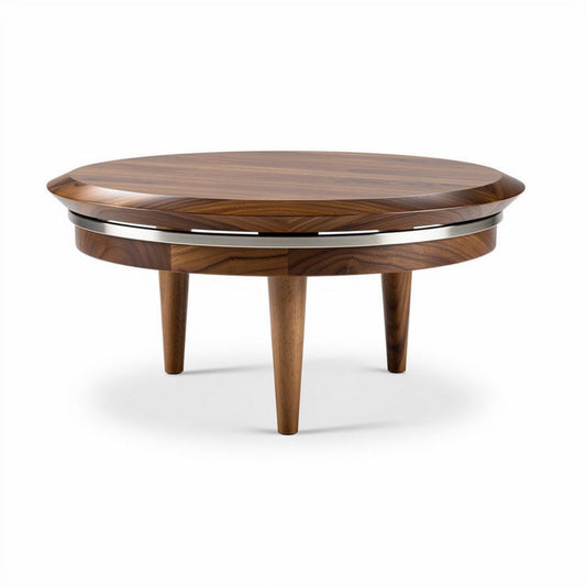 Table basse ronde en bois noir 50 x 50 x 30 cm pour salon contemporain